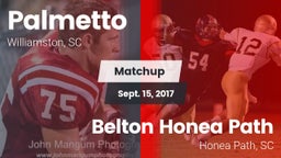 Matchup: Palmetto  vs. Belton Honea Path  2017