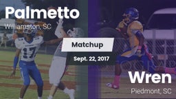 Matchup: Palmetto  vs. Wren  2017