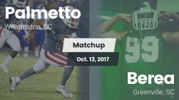 Matchup: Palmetto  vs. Berea  2017