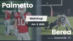 Matchup: Palmetto  vs. Berea  2020