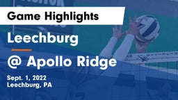 Leechburg  vs @ Apollo Ridge Game Highlights - Sept. 1, 2022