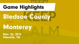 Bledsoe County  vs Monterey  Game Highlights - Nov. 26, 2019
