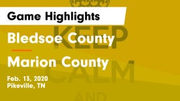 Bledsoe County  vs Marion County  Game Highlights - Feb. 13, 2020