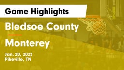 Bledsoe County  vs Monterey Game Highlights - Jan. 20, 2022