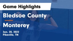Bledsoe County  vs Monterey  Game Highlights - Jan. 20, 2022