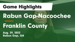 Rabun Gap-Nacoochee  vs Franklin County  Game Highlights - Aug. 29, 2022