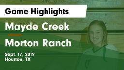 Mayde Creek  vs Morton Ranch  Game Highlights - Sept. 17, 2019