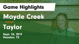Mayde Creek  vs Taylor  Game Highlights - Sept. 24, 2019