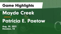 Mayde Creek  vs Patricia E. Paetow  Game Highlights - Aug. 30, 2022