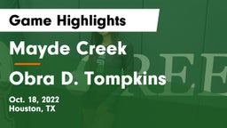 Mayde Creek  vs Obra D. Tompkins  Game Highlights - Oct. 18, 2022