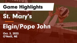 St. Mary's  vs Elgin/Pope John  Game Highlights - Oct. 3, 2023