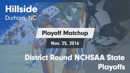 Matchup: Hillside  vs. District Round NCHSAA State Playoffs 2016