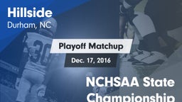 Matchup: Hillside  vs. NCHSAA State Championship 2016