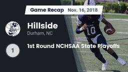 Recap: Hillside  vs. 1st Round NCHSAA State Playoffs 2018