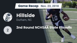 Recap: Hillside  vs. 2nd Round NCHSAA State Playoffs 2018