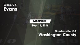 Matchup: Evans  vs. Washington County  2016