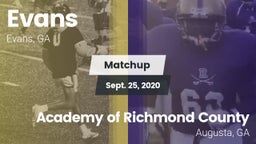 Matchup: Evans  vs. Academy of Richmond County  2020