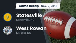 Recap: Statesville  vs. West Rowan  2018