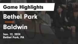 Bethel Park  vs Baldwin  Game Highlights - Jan. 12, 2024