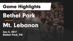Bethel Park  vs Mt. Lebanon  Game Highlights - Jan 3, 2017
