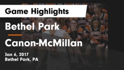 Bethel Park  vs Canon-McMillan  Game Highlights - Jan 6, 2017