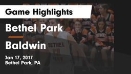 Bethel Park  vs Baldwin  Game Highlights - Jan 17, 2017