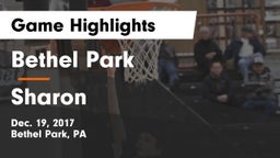 Bethel Park  vs Sharon  Game Highlights - Dec. 19, 2017