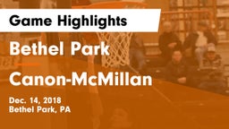 Bethel Park  vs Canon-McMillan  Game Highlights - Dec. 14, 2018