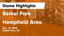 Bethel Park  vs Hempfield Area  Game Highlights - Dec. 18, 2018