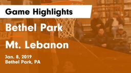 Bethel Park  vs Mt. Lebanon  Game Highlights - Jan. 8, 2019