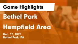 Bethel Park  vs Hempfield Area  Game Highlights - Dec. 17, 2019