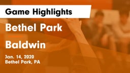 Bethel Park  vs Baldwin  Game Highlights - Jan. 14, 2020