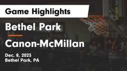 Bethel Park  vs Canon-McMillan  Game Highlights - Dec. 8, 2023