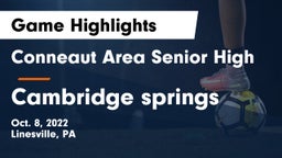 Conneaut Area Senior High vs Cambridge springs Game Highlights - Oct. 8, 2022