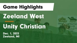 Zeeland West  vs Unity Christian  Game Highlights - Dec. 1, 2023