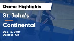 St. John's  vs Continental  Game Highlights - Dec. 18, 2018
