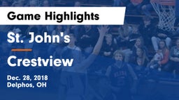 St. John's  vs Crestview  Game Highlights - Dec. 28, 2018