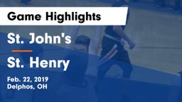 St. John's  vs St. Henry  Game Highlights - Feb. 22, 2019