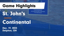 St. John's  vs Continental  Game Highlights - Dec. 19, 2023