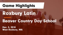 Roxbury Latin  vs Beaver Country Day School Game Highlights - Dec. 5, 2018