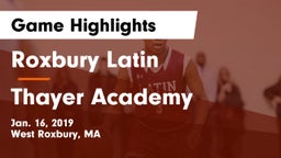 Roxbury Latin  vs Thayer Academy  Game Highlights - Jan. 16, 2019
