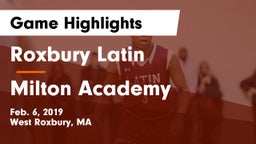 Roxbury Latin  vs Milton Academy  Game Highlights - Feb. 6, 2019