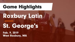 Roxbury Latin  vs St. George's  Game Highlights - Feb. 9, 2019