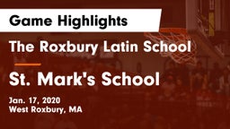 The Roxbury Latin School vs St. Mark's School Game Highlights - Jan. 17, 2020