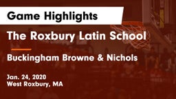 The Roxbury Latin School vs Buckingham Browne & Nichols  Game Highlights - Jan. 24, 2020