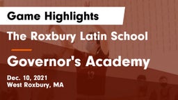 The Roxbury Latin School vs Governor's Academy  Game Highlights - Dec. 10, 2021