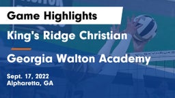 King's Ridge Christian  vs Georgia Walton Academy Game Highlights - Sept. 17, 2022