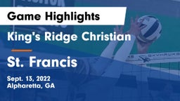 King's Ridge Christian  vs St. Francis Game Highlights - Sept. 13, 2022