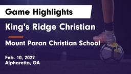 King's Ridge Christian  vs Mount Paran Christian School Game Highlights - Feb. 10, 2022