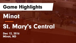 Minot  vs St. Mary's Central  Game Highlights - Dec 12, 2016
